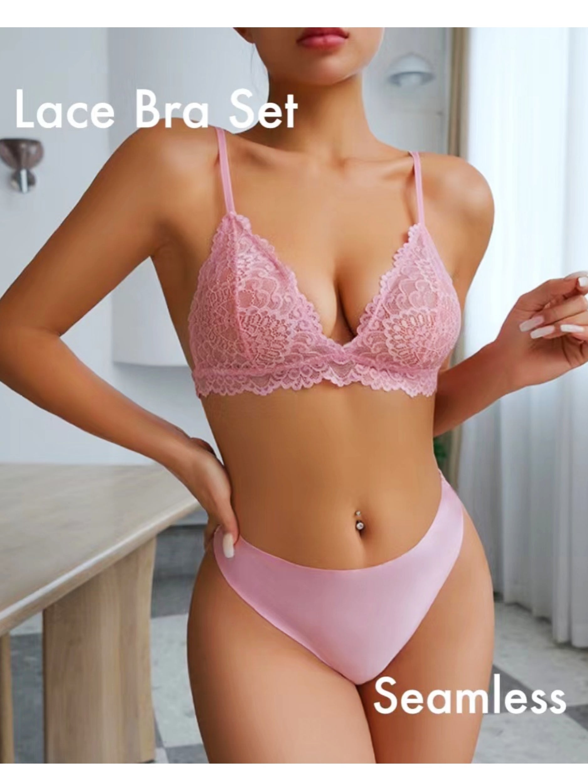 Women Sexy Lace Satin Bra Set