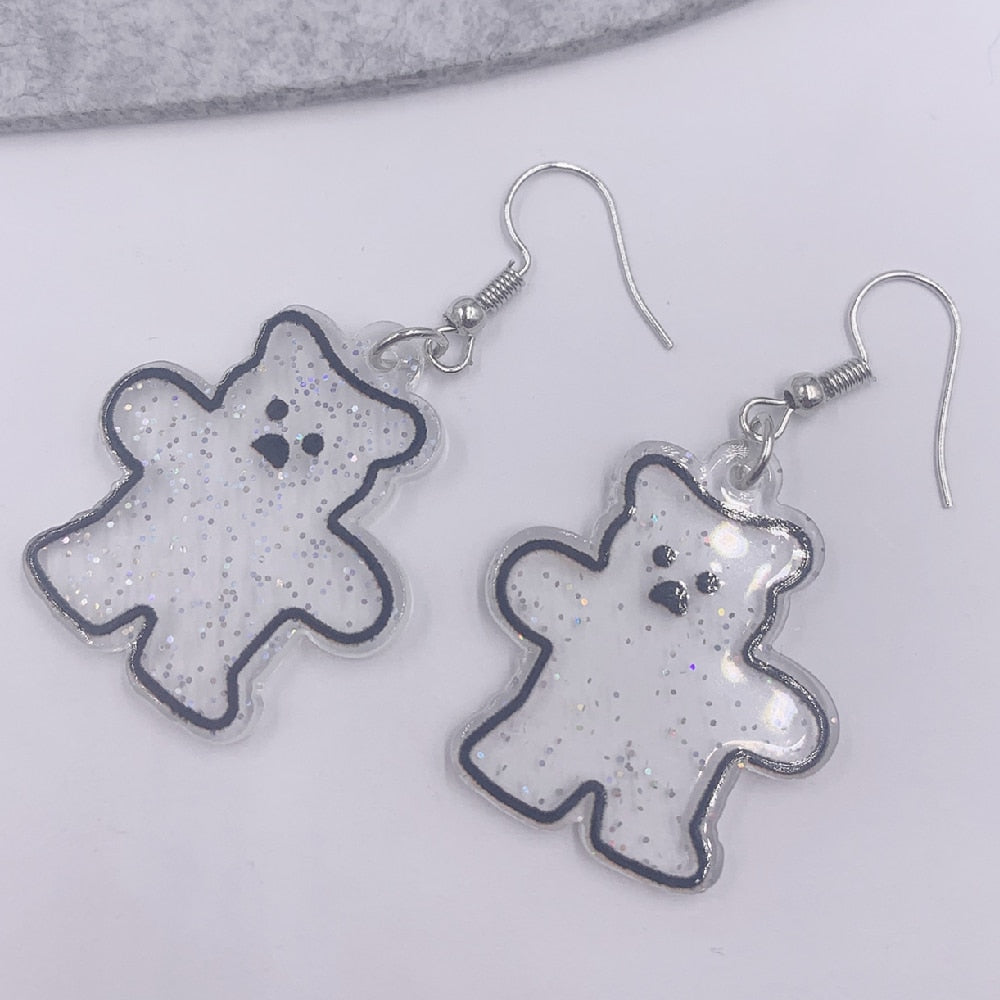 Kawaii Bear Transparent Earrings