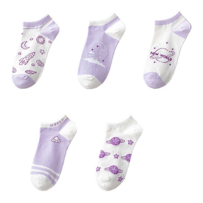 Ulzzang Girl Stars Planets Socks