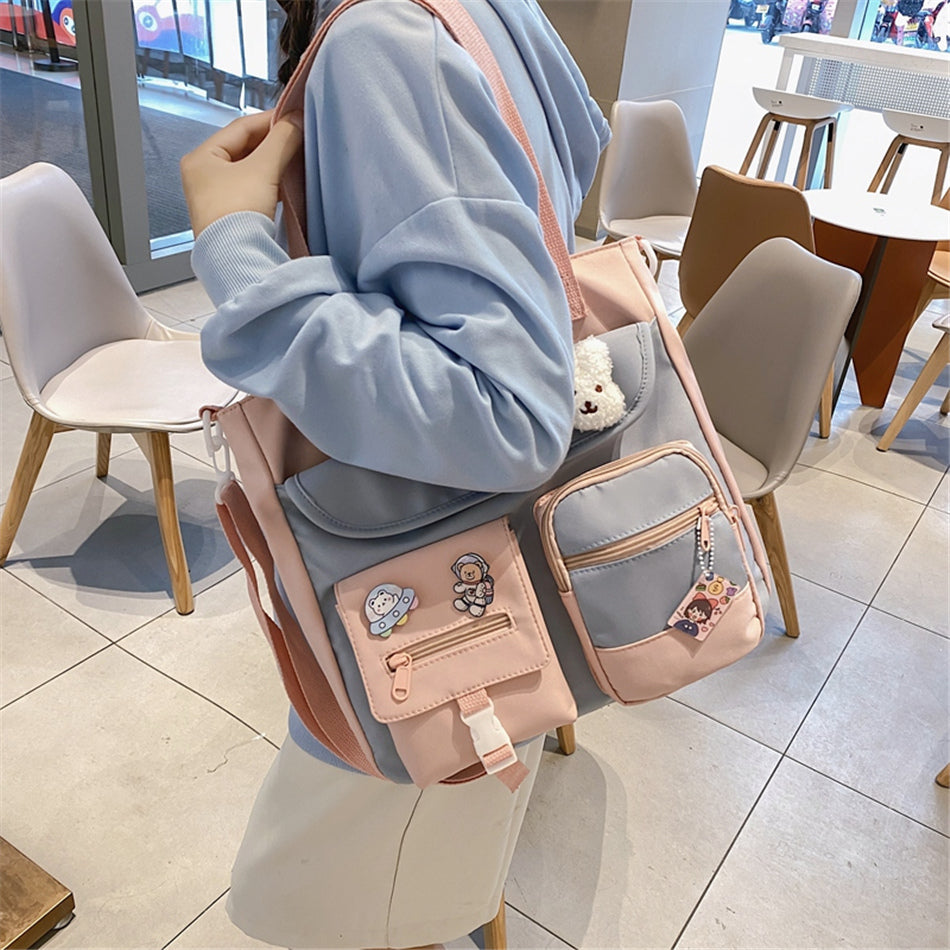 Nylon Patchwork Tote Bag