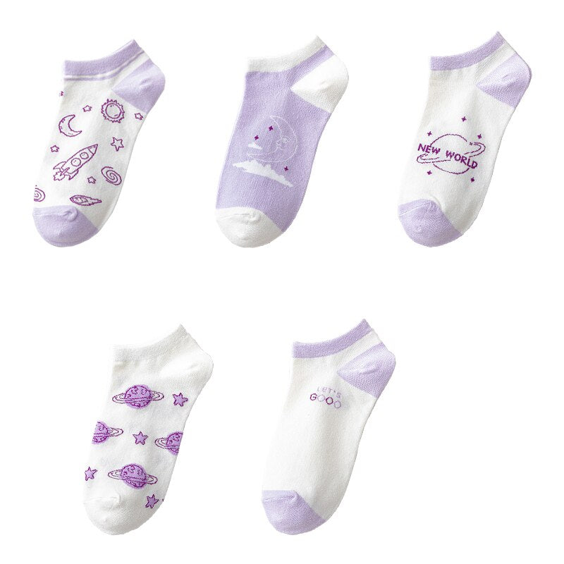 Ulzzang Girl Stars Planets Socks