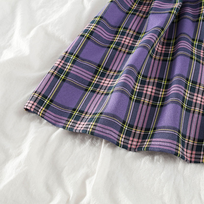 Korean Summer Plaid Dress Set