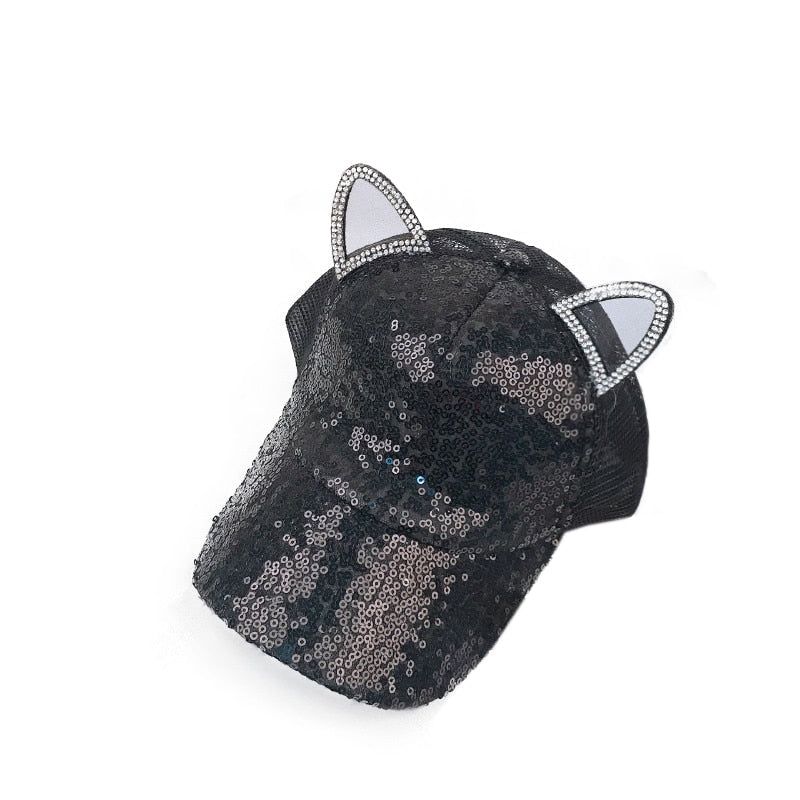 Sequin Ears Baseball Cap