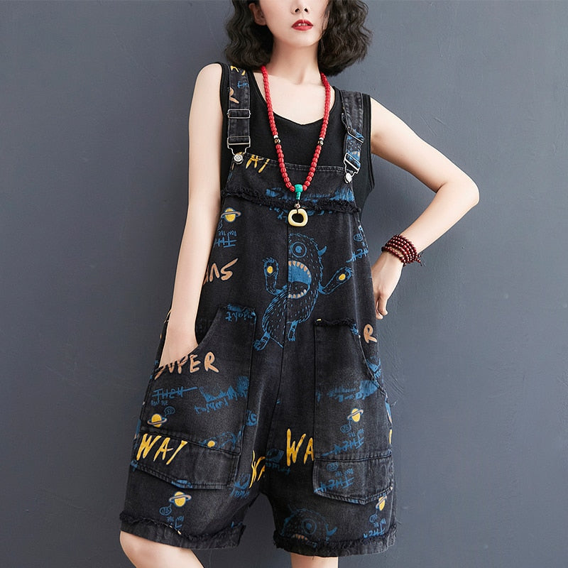 Denim Grunge Aesthetic Overalls