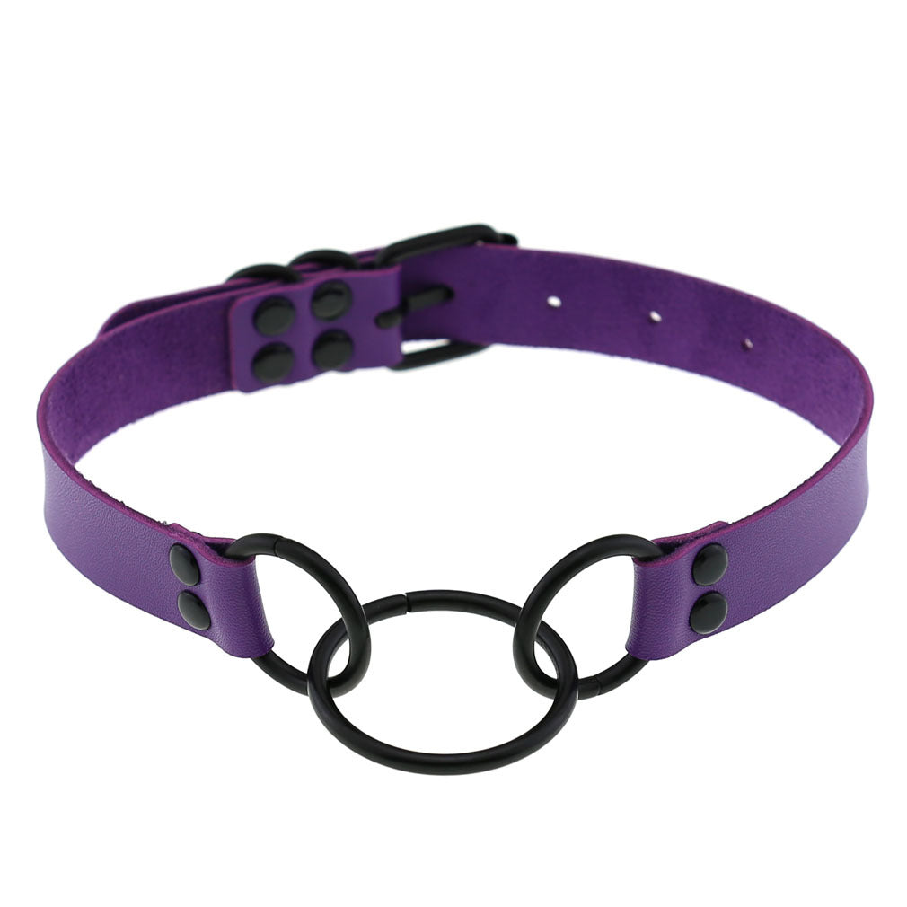 Purple Gothic Leather Chokers