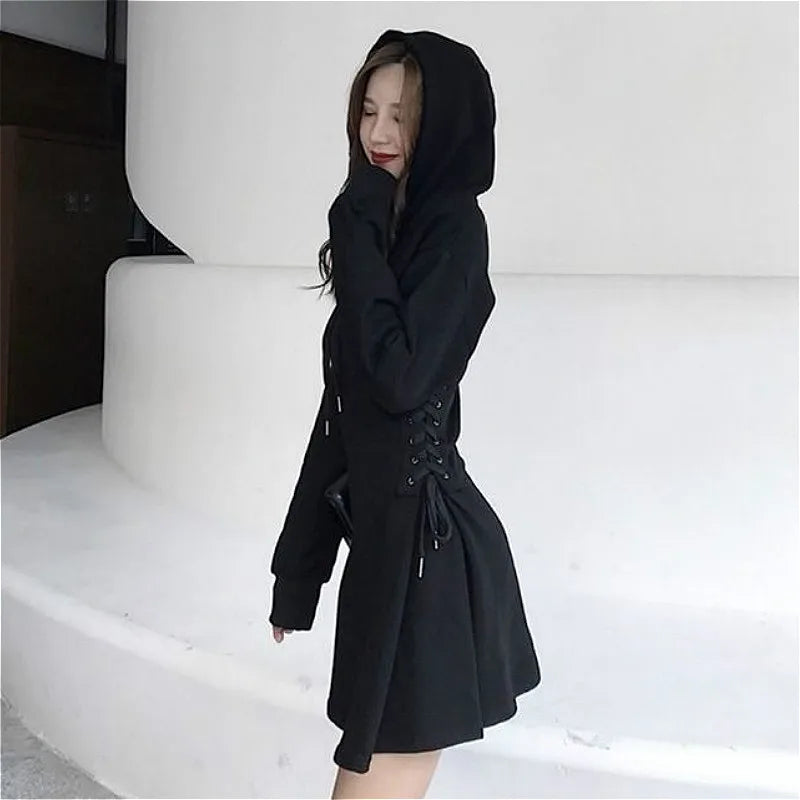 Long Sleeve Hooded Mini Dress