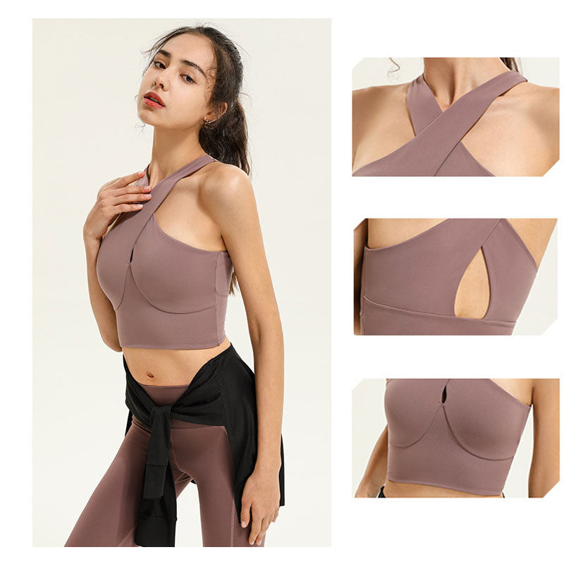 High Impact Cross Straps Women's Push Up Sports Bra