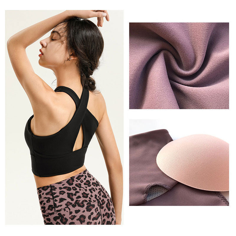 High Impact Cross Straps Women's Push Up Sports Bra
