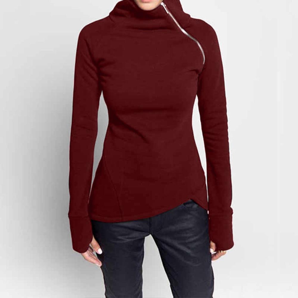 Turtleneck Long Sleeve Women's Zipper Jacket