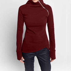 Turtleneck Long Sleeve Women's Zipper Jacket