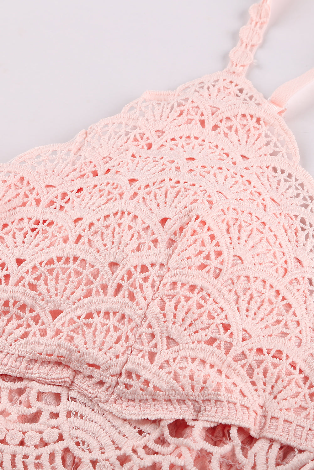 Cute Sunrise to Sunset Pink Crochet Lace Bra
