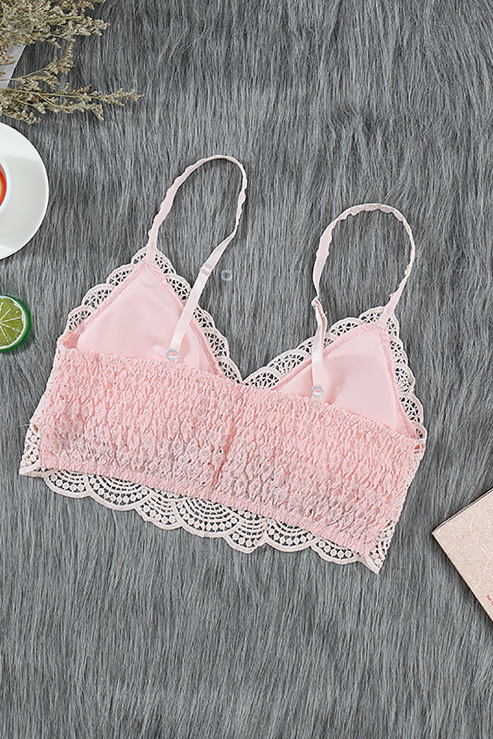 Cute Sunrise to Sunset Pink Crochet Lace Bra