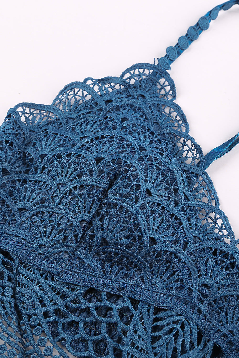 Blue Sunrise to Sunset Crochet Lace Bra