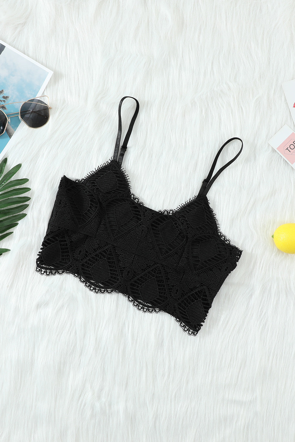 Black Patterned Push Up Lace Bralette