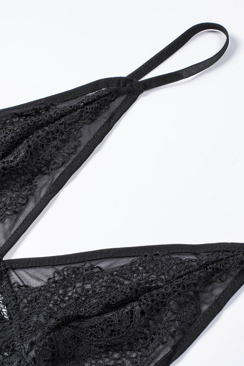 Black Strappy Lace High Waist Lace Up Panty Bralette Set
