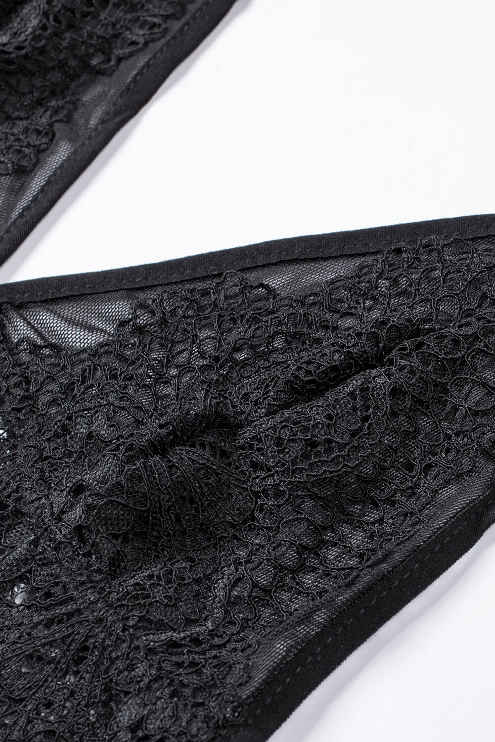 Black Strappy Lace High Waist Lace Up Panty Bralette Set