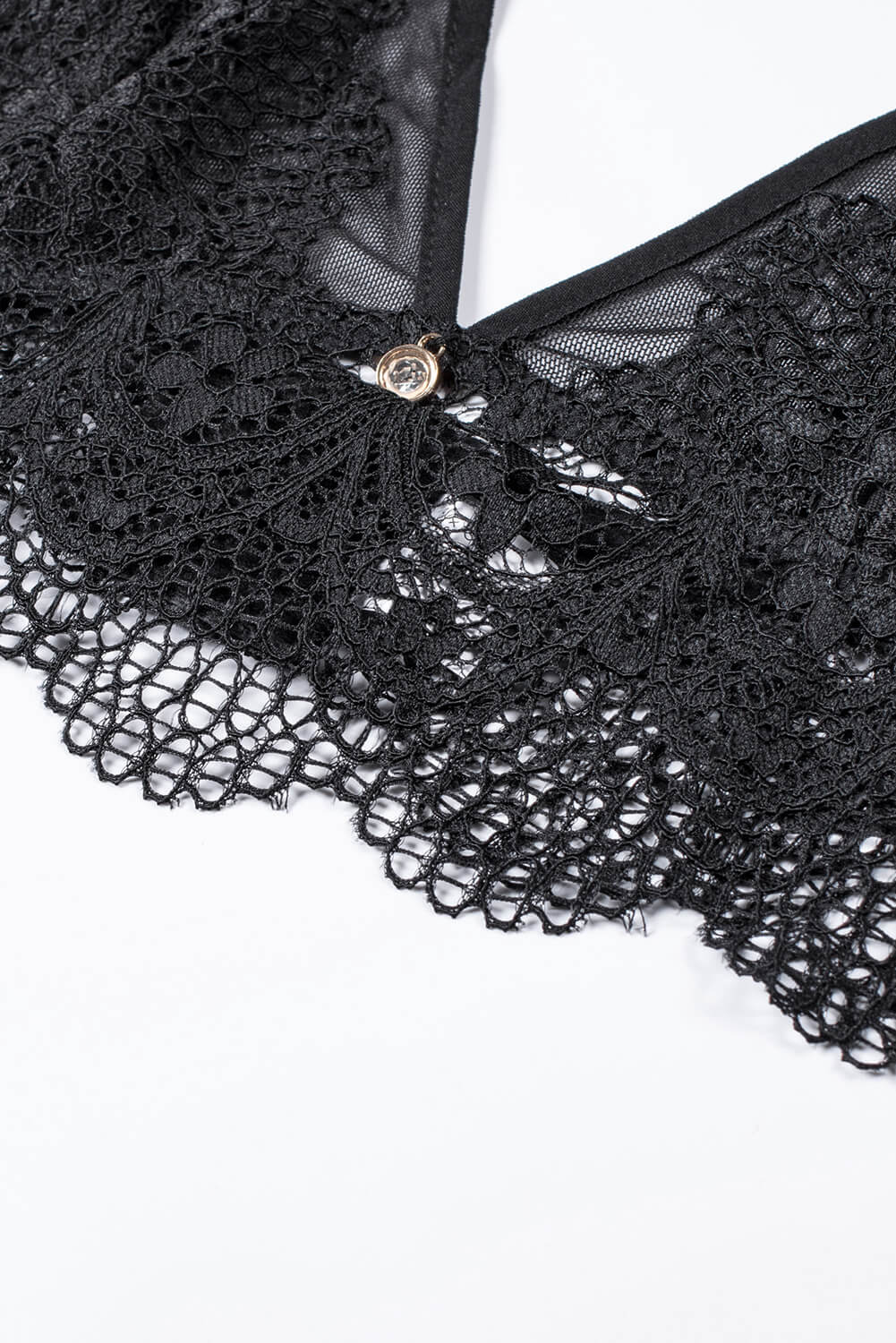 Black Strappy Lace High Waist Lace Up Panty Bralette Set