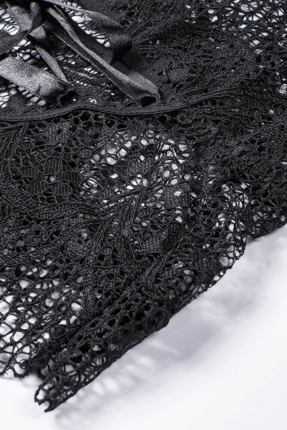 Black Strappy Lace High Waist Lace Up Panty Bralette Set