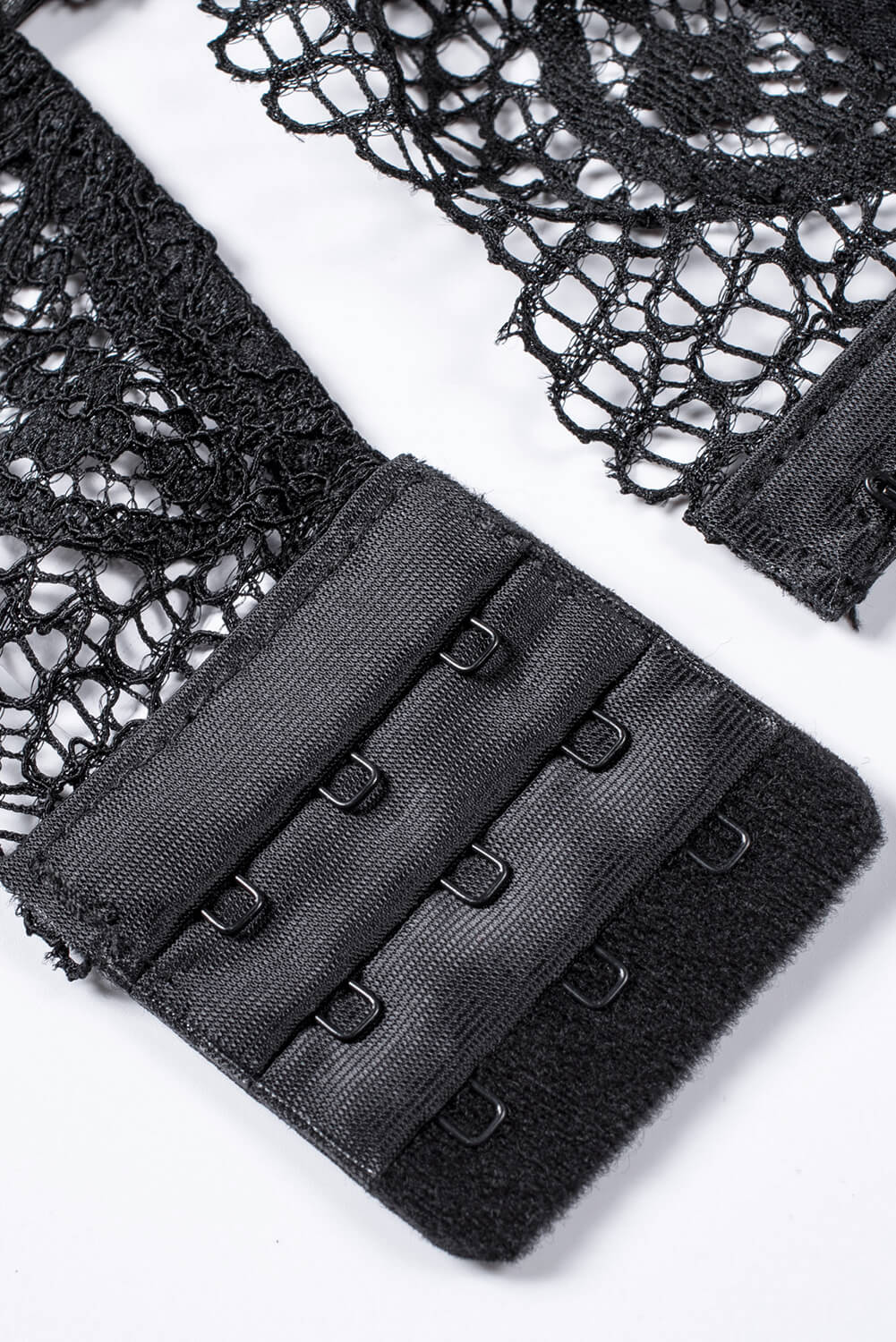 Black Strappy Lace High Waist Lace Up Panty Bralette Set