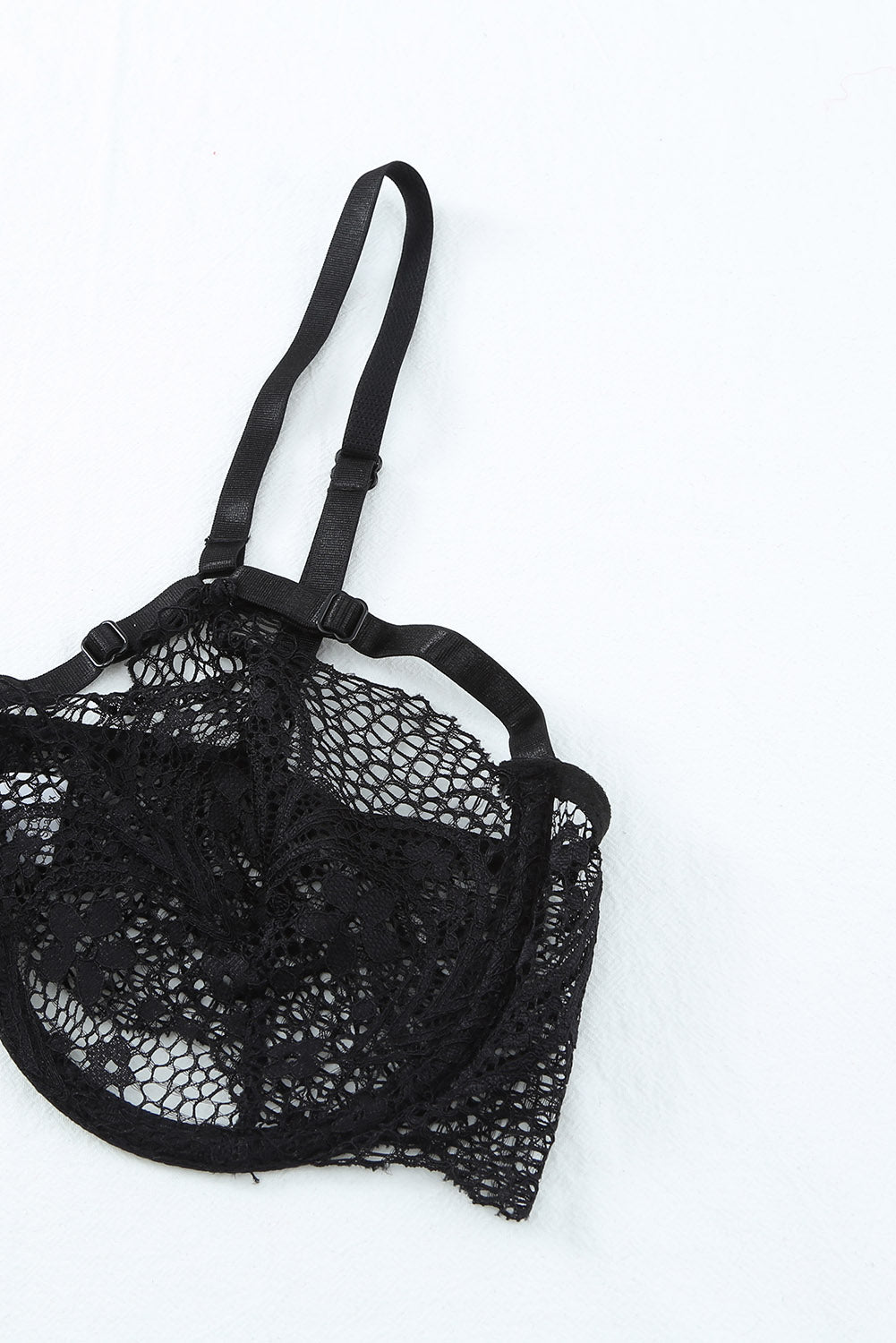 Sexy Black Lace Bralette Set with Garters and Gloves