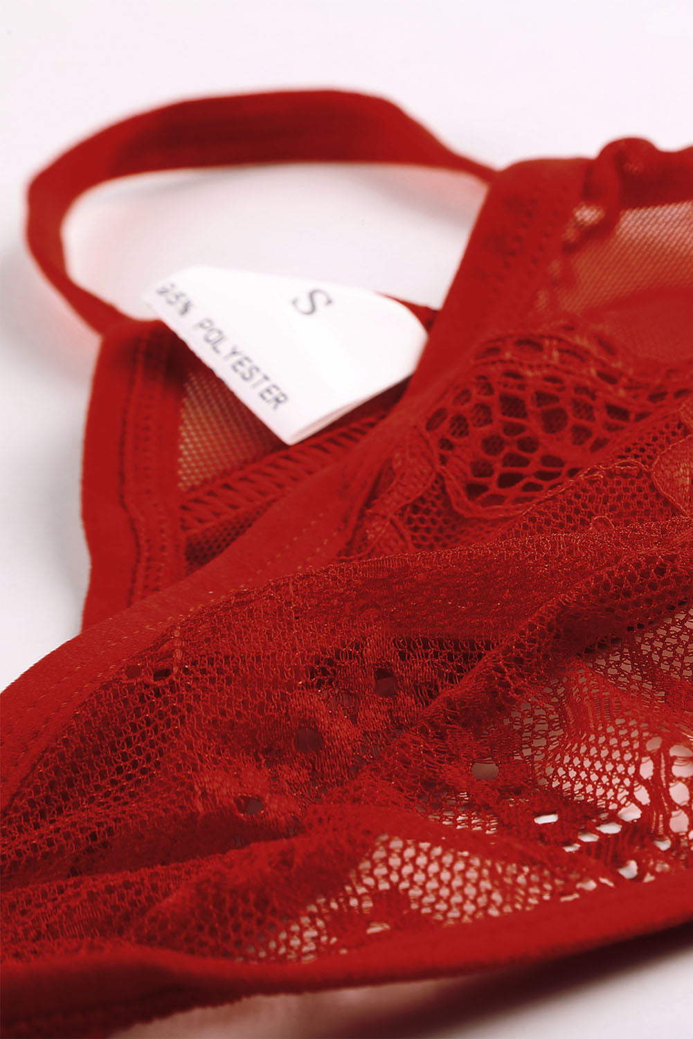 Red Lace Blossom Balcony Sexy Lingerie Bralette  & Thong
