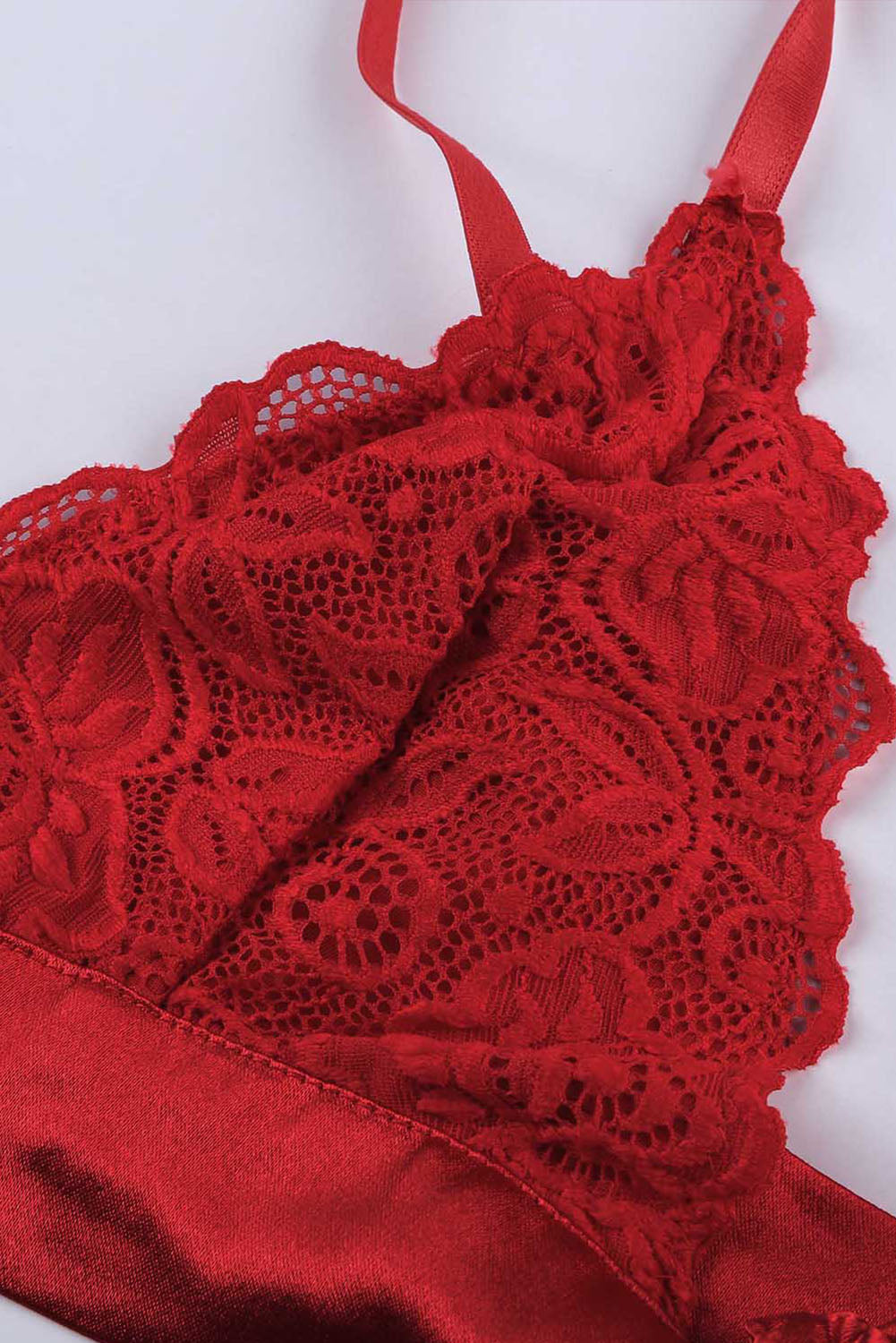 Chic Romantic Love Red Lace Bralette Lingerie Set