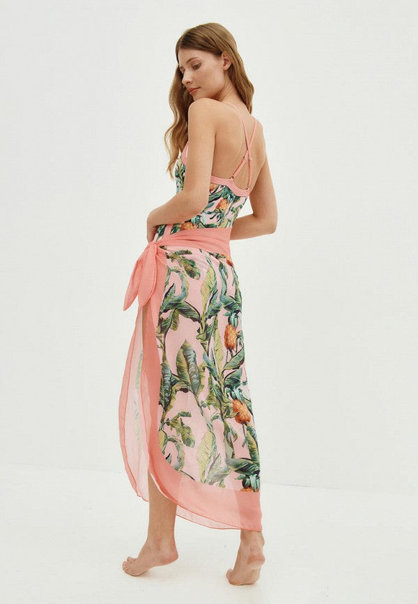 Women's 1 Piece Swimsuit + Vintage Printed Swimsuit - Pink