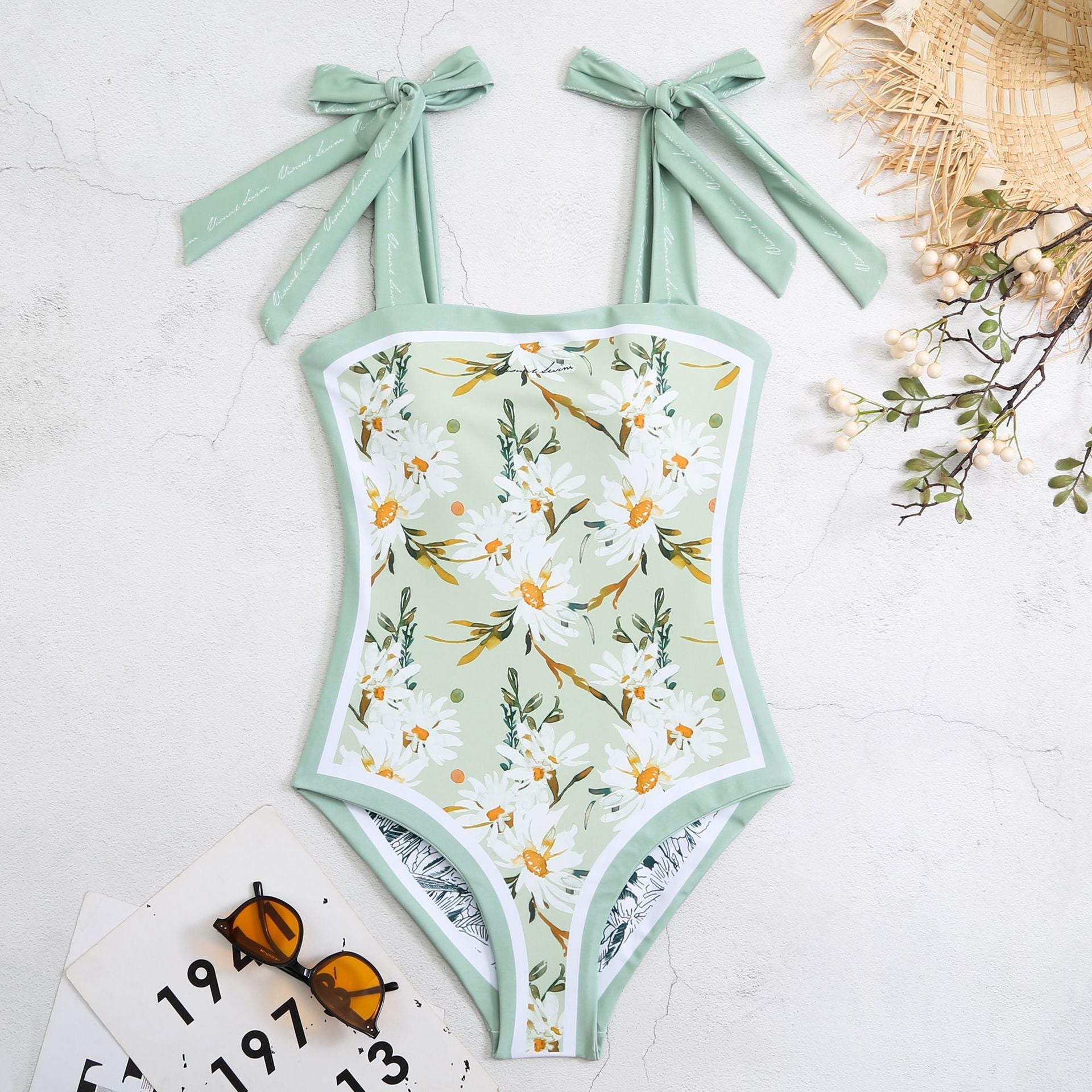 Women's Summer Double-Sided Floral One Piece Swimsuits Reversible Swimwear