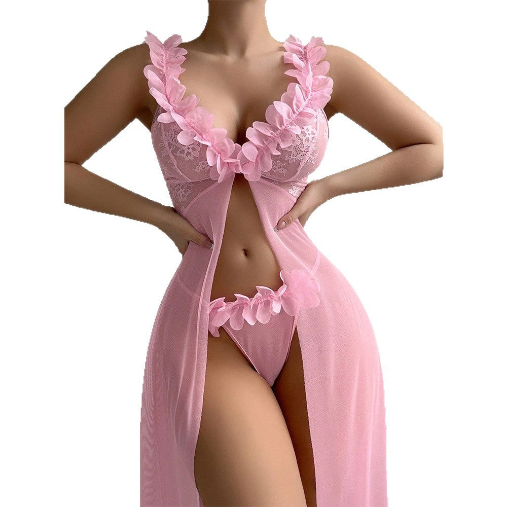 Low-Cut Lace Embroidered Underwear Long Dress