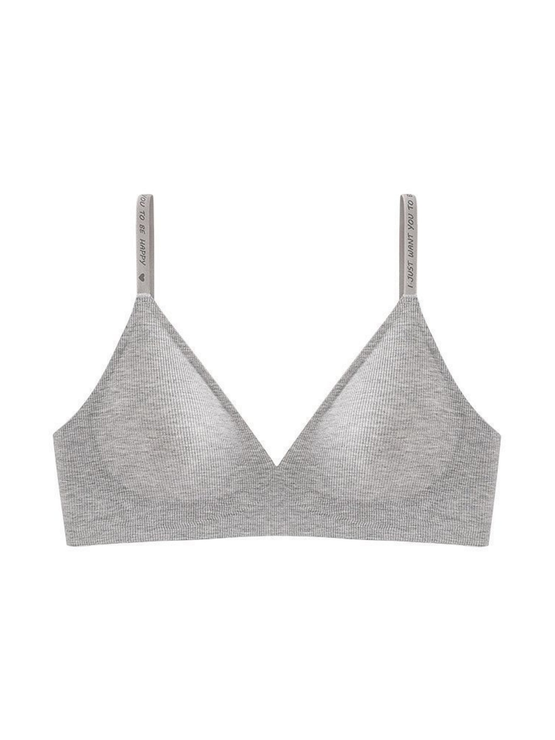 Deep V Push-up Sexy Wireless Bra Grey
