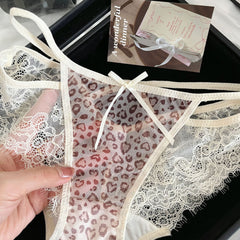 Sexy Lace Splicing Seamless Leopard Panties
