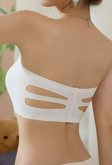 Women's Apricot-Colored Seamless Backless Bra White