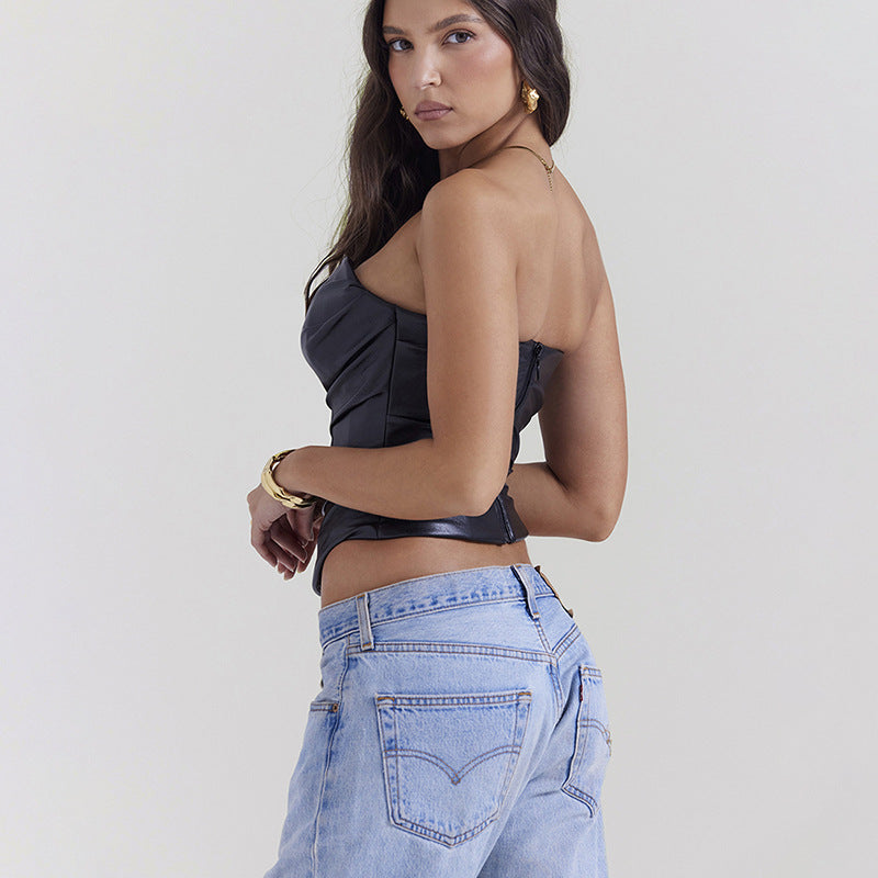 Plunge Leather Bustier