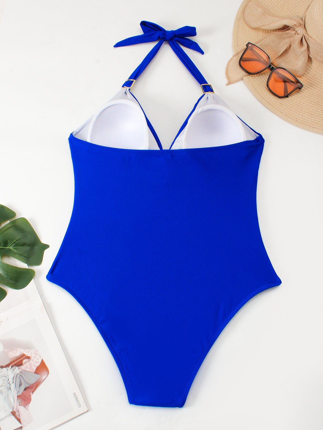 Red Striped Plunge One Piece Swimsuit