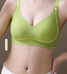 Adjustable Seamless Wireless Bra, Lifting, Gathering, Breathable & Comfortable Green