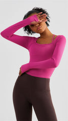 Ribbed Halter Strap Thumb Hole Sports Top
