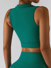 Collared Zip Front Sports Tank Top