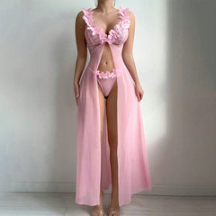 Low-Cut Lace Embroidered Underwear Long Dress