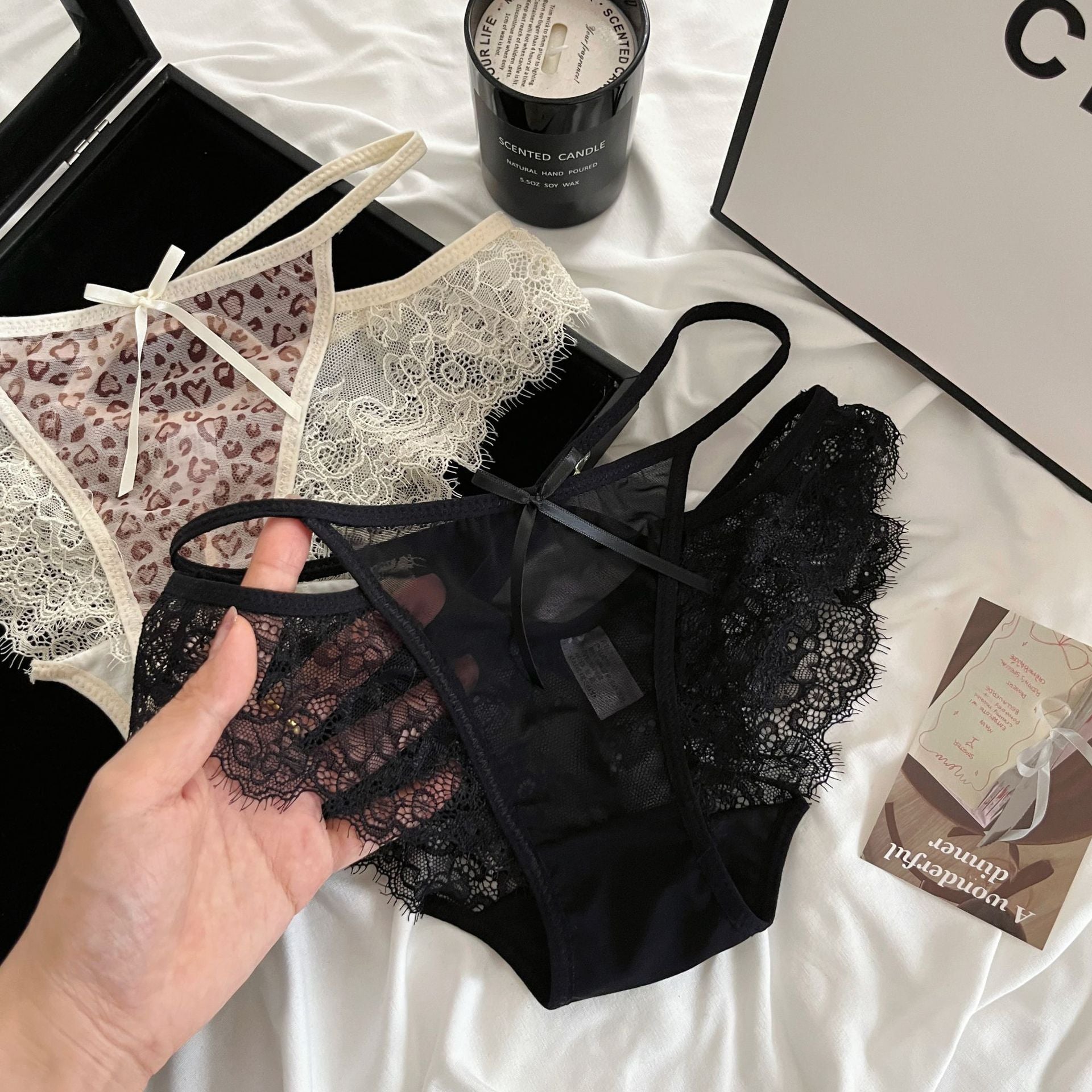 Sexy Lace Splicing Seamless Leopard Panties