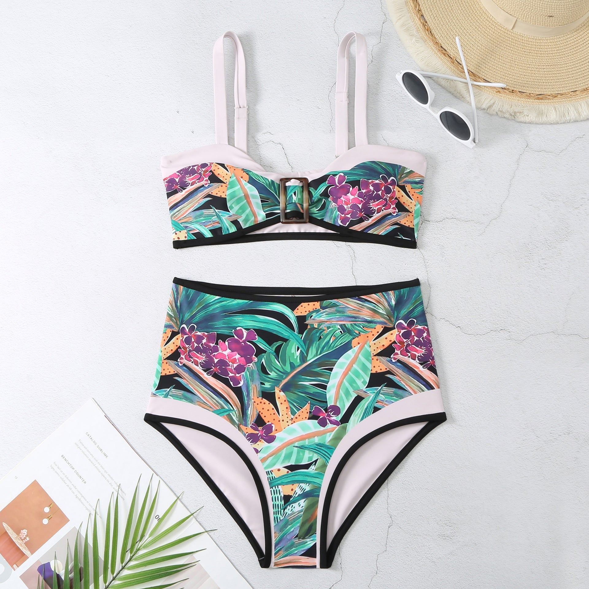 HIGH-WAIST BIKINI SET - Green