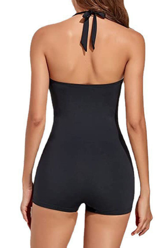Ladies Halter Neck 1 Piece Bikini Bodysuit Swimwear