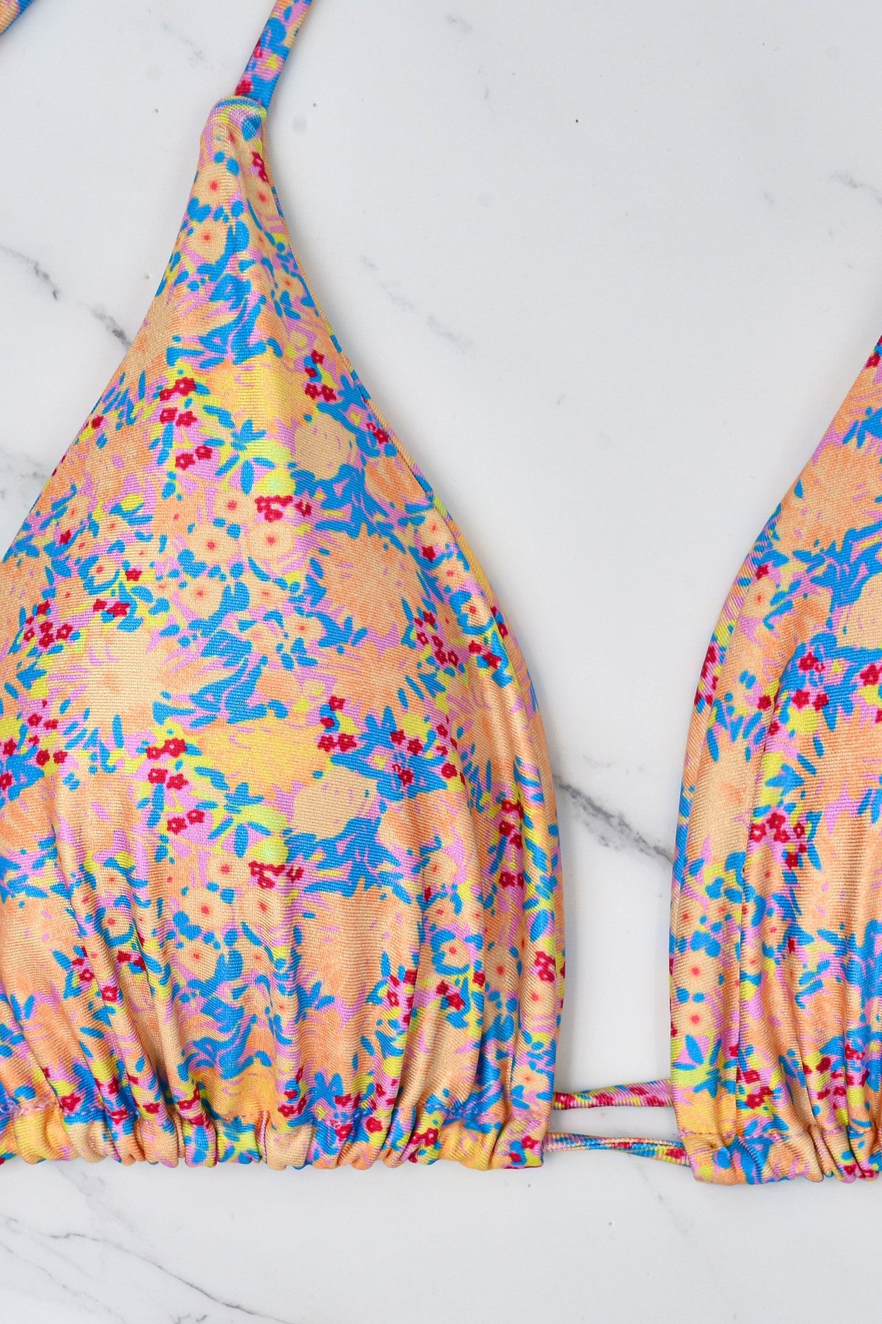 Minimal Floral Drawstring Triangle Bikini