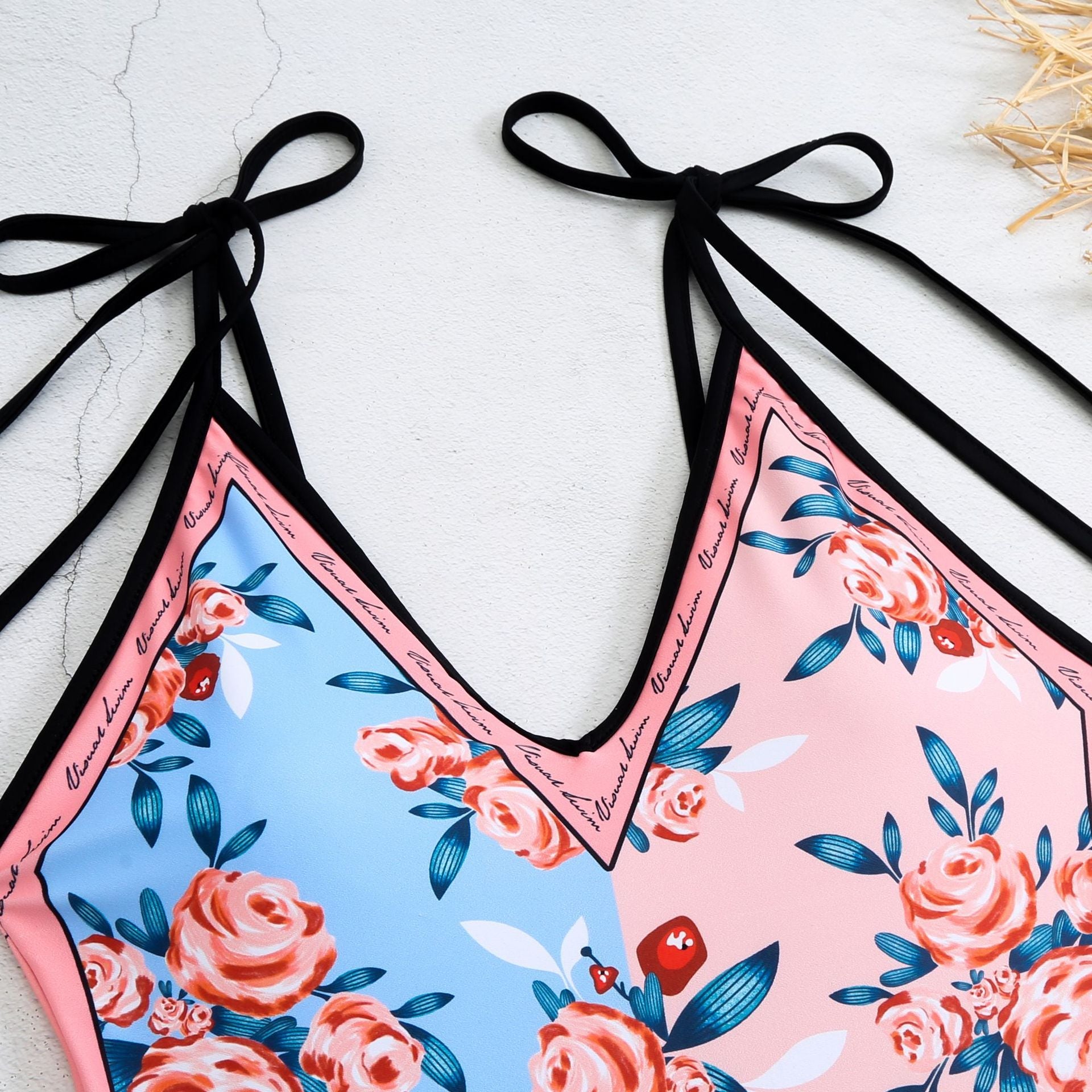 New Printed Slim Fit Reversible One-Piece Swimsuit - Pink