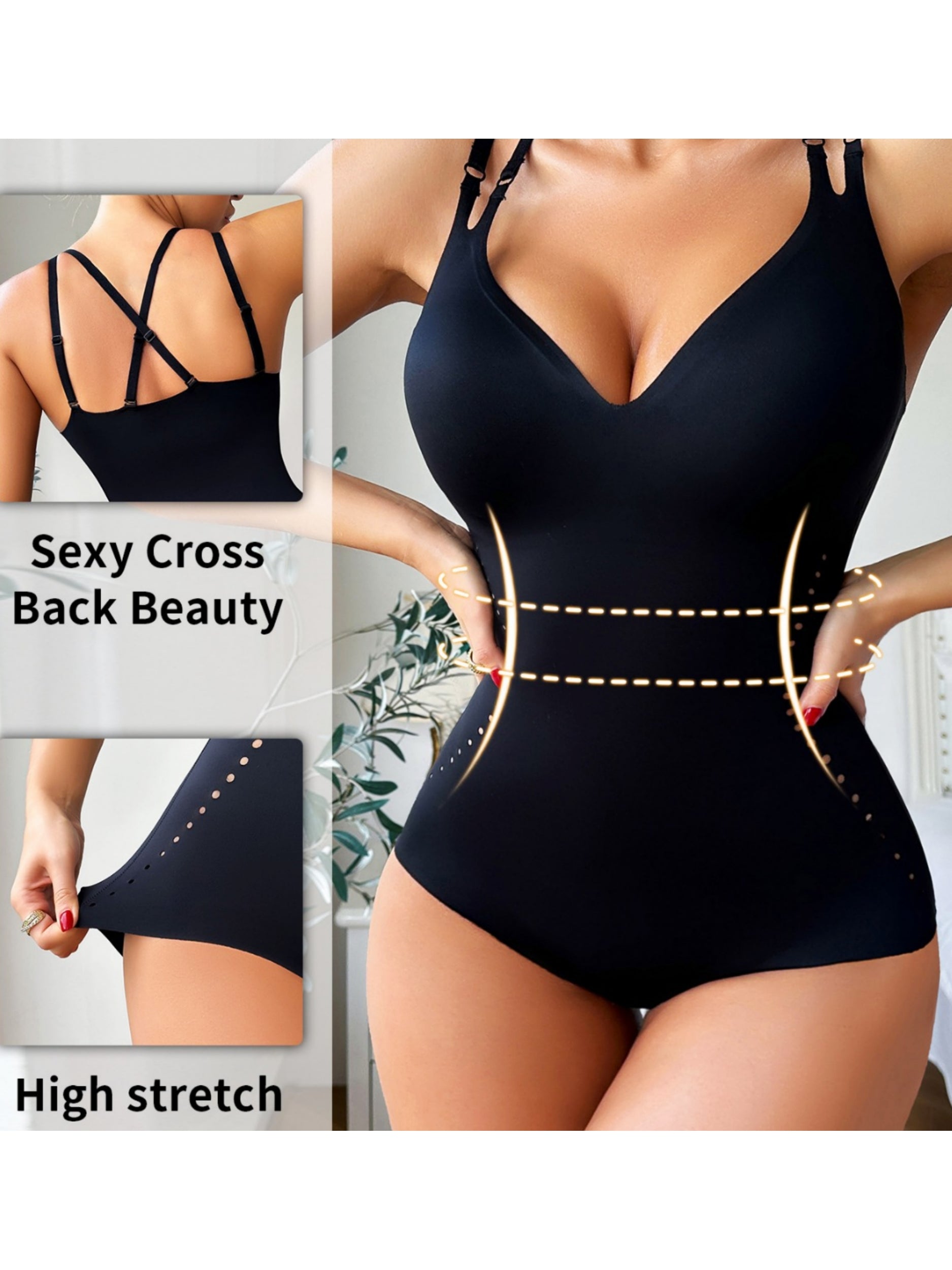 Classic Solid Color Seamless Bodysuit .Tighten the abdomen&Lift buttocks