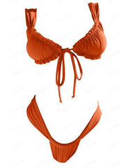 Wide Ruched String Set  - Orange