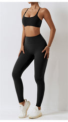 U Neck Crisscross Yoga Bra & Leggings Set
