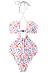 Mejorana Printed Cutouts Halter One Piece Swimsuit