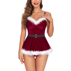 Avidlove Santa Christmas Lingerie Set Babydoll Lace Chemises Nightwear Outfits
