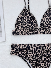 Leopard Print Grawstring Tie Side Bikini Bottoms