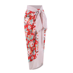 Sexy High Waist Split Swimsuit Skirt Cover - Red